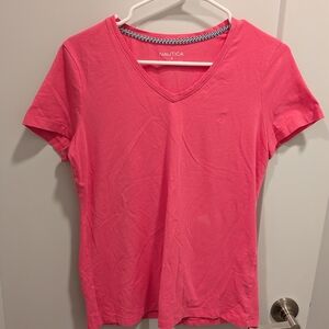 Nautica Women's Pink V-Neck Tee